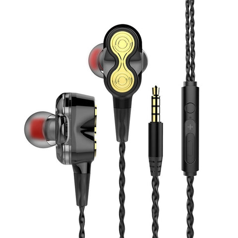 Wired Headsets 1.2m with Mic 3.5mm In-Ear Stereo Sport Headset Dual Dynamic Drivers