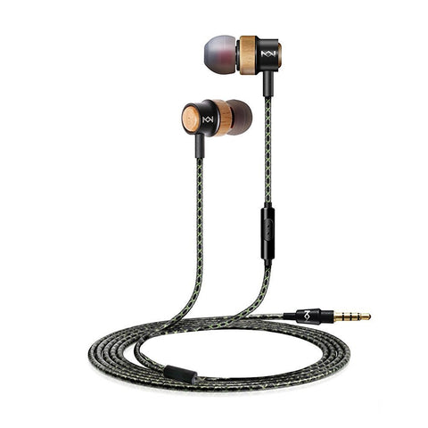 3.5mm Wired headset HiFi Wood  Noise Cancelling In-ear Earphones